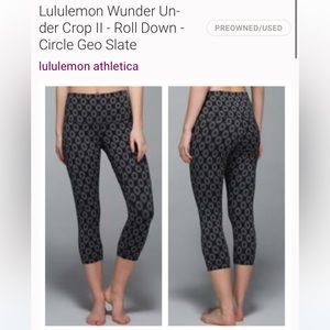 Lululemon Wunder Under crop II- Roll down- Circle Geo Slate.